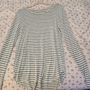 White and Heather Striped Long Sleeve